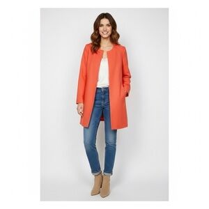 J. Crew Factory Coral Longline Zip Up Blazer Coat Size 6